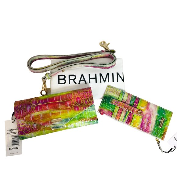 Brahmin LARGE Duxbury Satchel Delight Croc Leather Bag + Wallet + CC Holder NEW - Picture 8 of 13